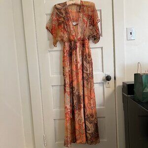 SUNDANCE FULLY LINED SILK MAXI DRESS SIZE S NWOT PAISLEY PRINT